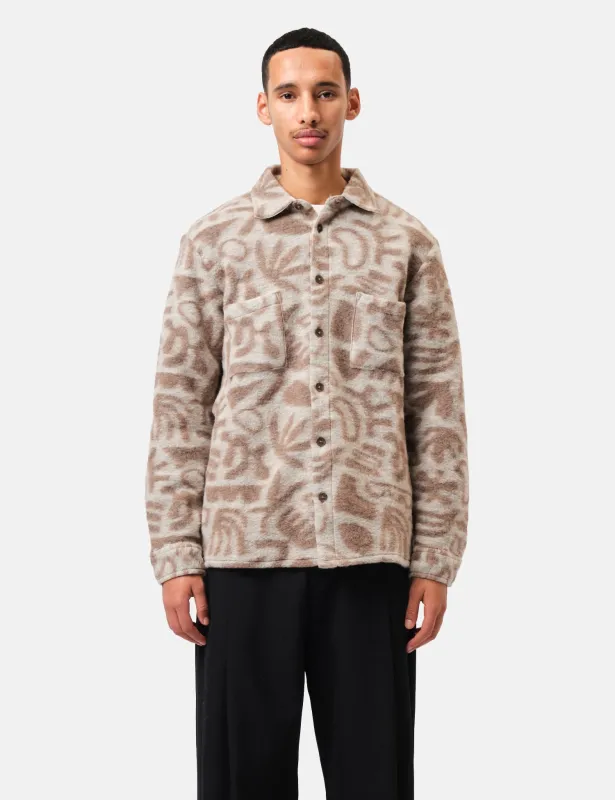 Wax London Whiting Overshirt Squiggle Fleece - Ecru sold by Article London