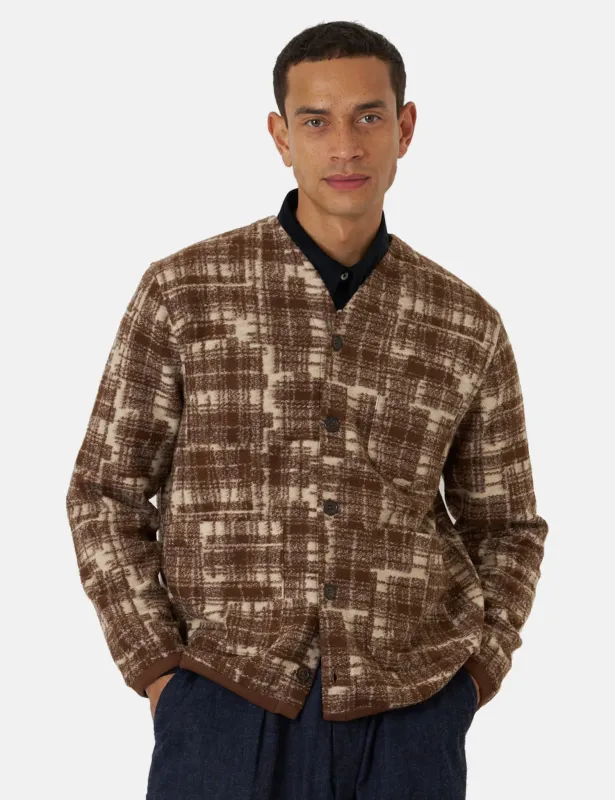 Universal Works Cardigan (Patch Check) - Sand sold by Article London