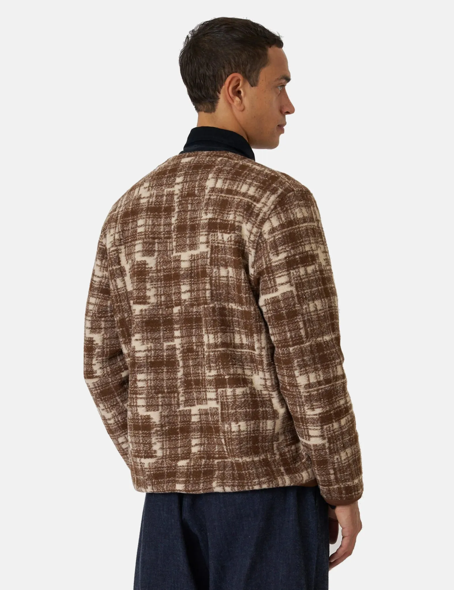 Universal Works Cardigan (Patch Check) - Sand sold by Article London product image thumbnail 2