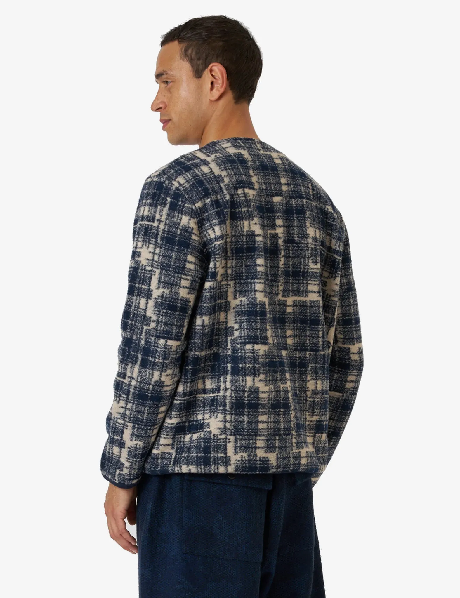 Universal Works Cardigan (Patch Check) - Navy Blue sold by Article London product image thumbnail 2