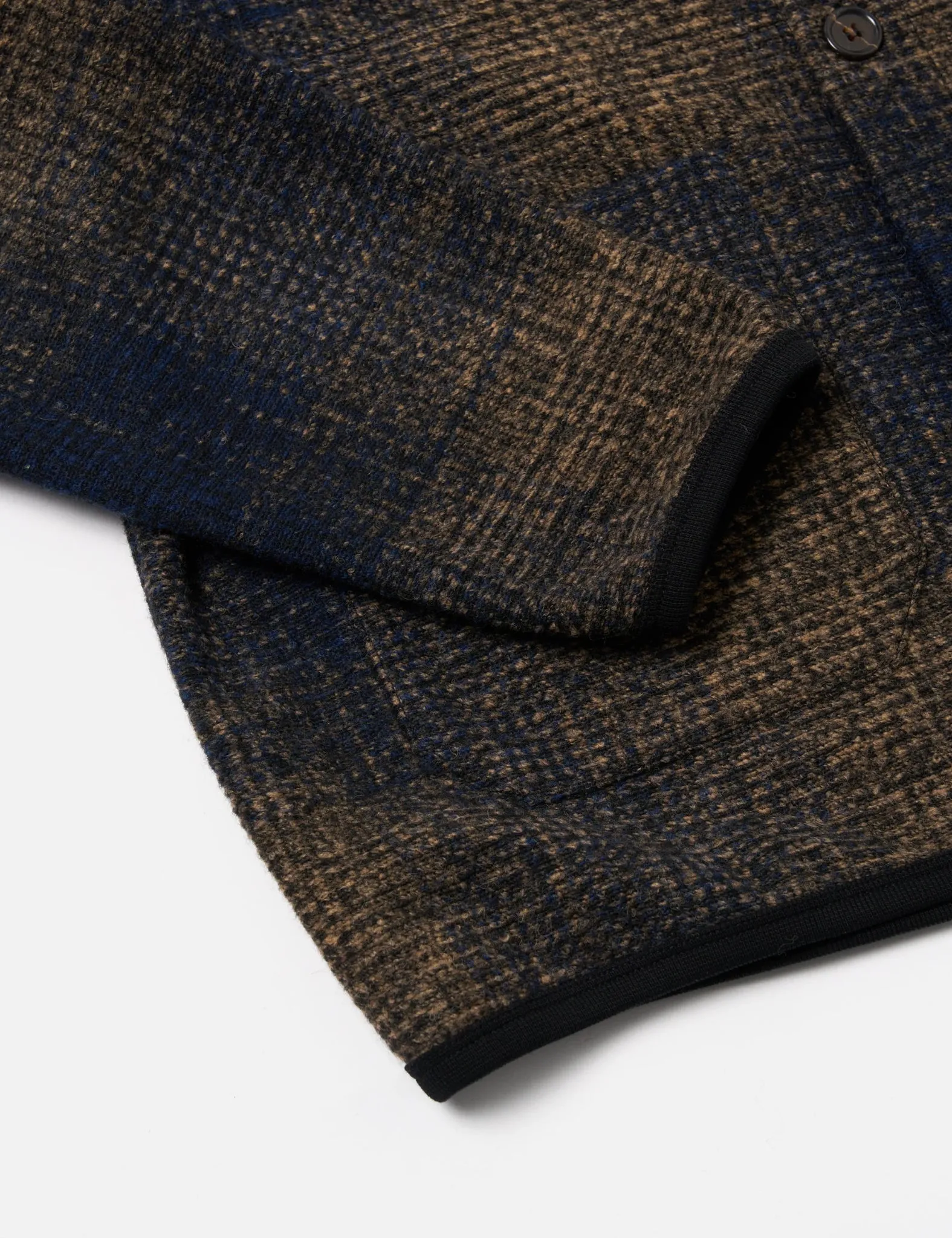 Universal Works Cardigan (Deca Check) - Navy Blue sold by Article London product image thumbnail 3