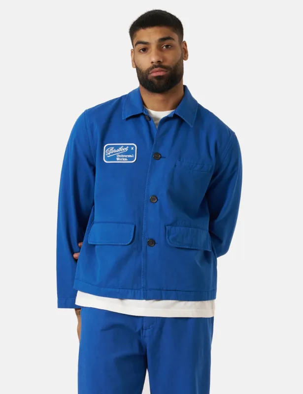 Universal Works x Paraboot Warmus Jacket (Derek Twill) - Blue sold by Article London