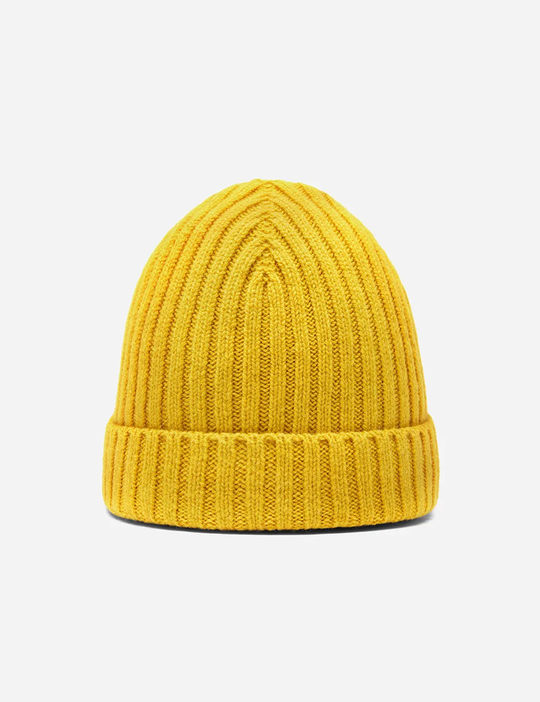 Bhode Rib Beanie Hat (Lambswool) - Mustard Yellow sold by Article London
