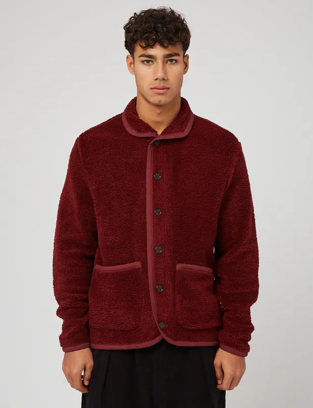 Universal Works Lancaster Jacket (Mountain Fleece) - Berry made by Universal Works
