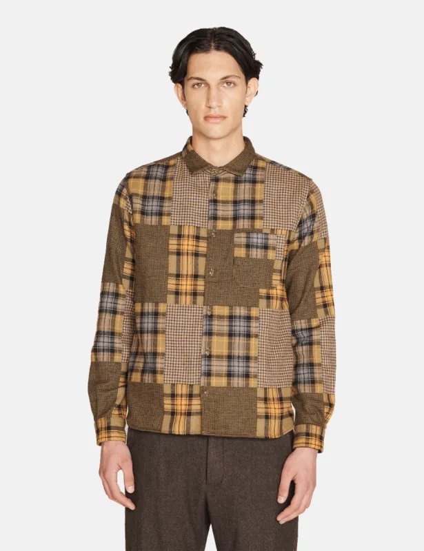 YMC Curtis Shirt (Griffon Patchwork Check) - Brown sold by Article London