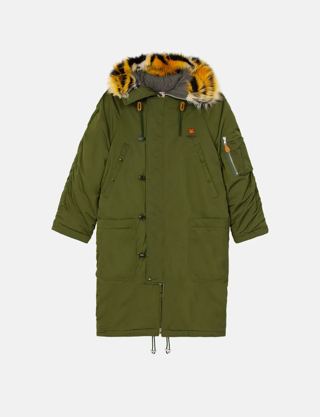 Kenzo Long Winter Parka - Dark Khaki Green sold by Article London