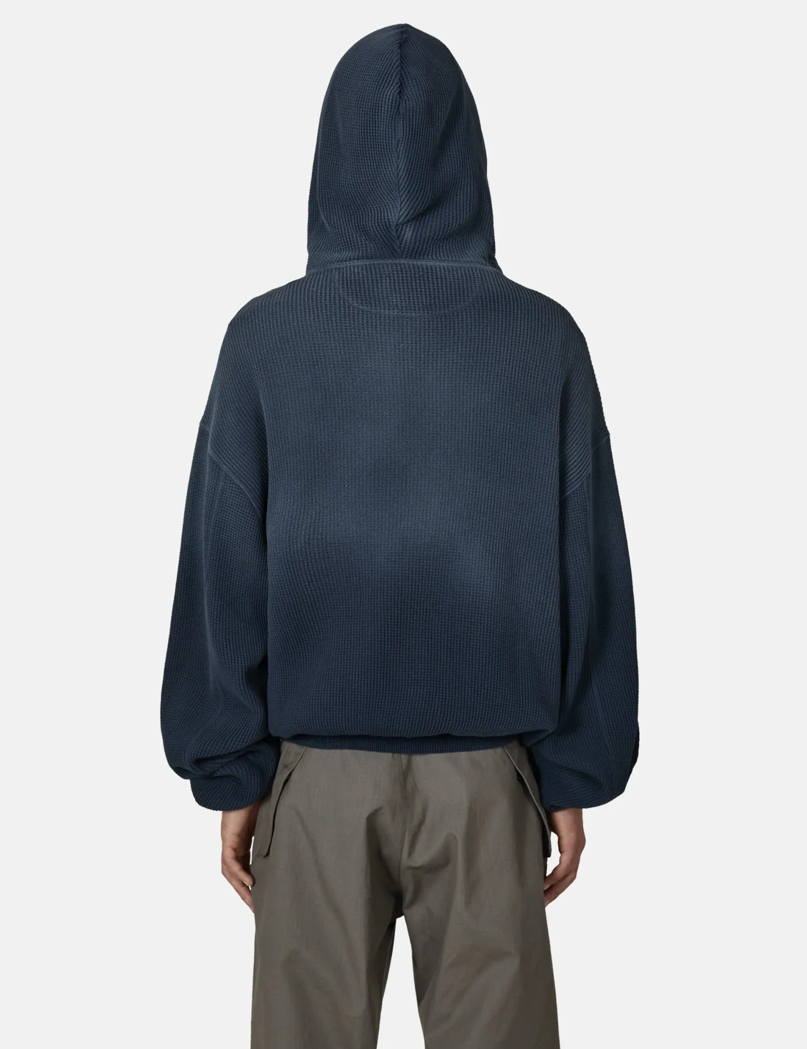 ROA Bee Sun Faded Organic Waffle Zip Up Hoodie - Navy Blue sold by Article London product image thumbnail 4