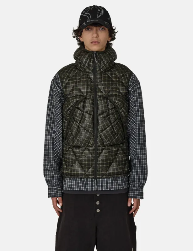 ROA Nuna 600 Fill Power Check Hooded Down Vest - Anthracite Grey sold by Article London