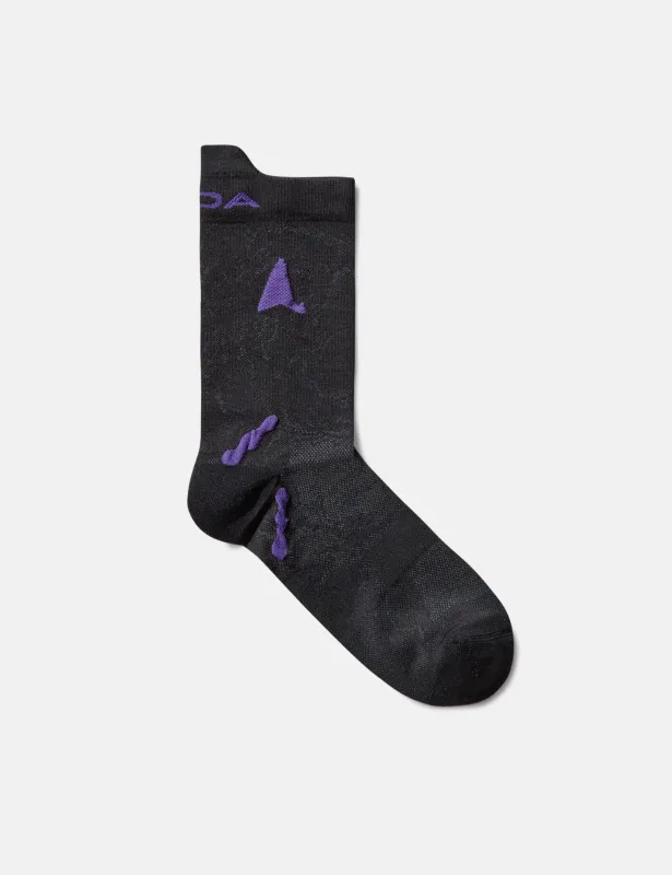 ROA Ryli Q Skin Technical Crew Socks - Black sold by Article London