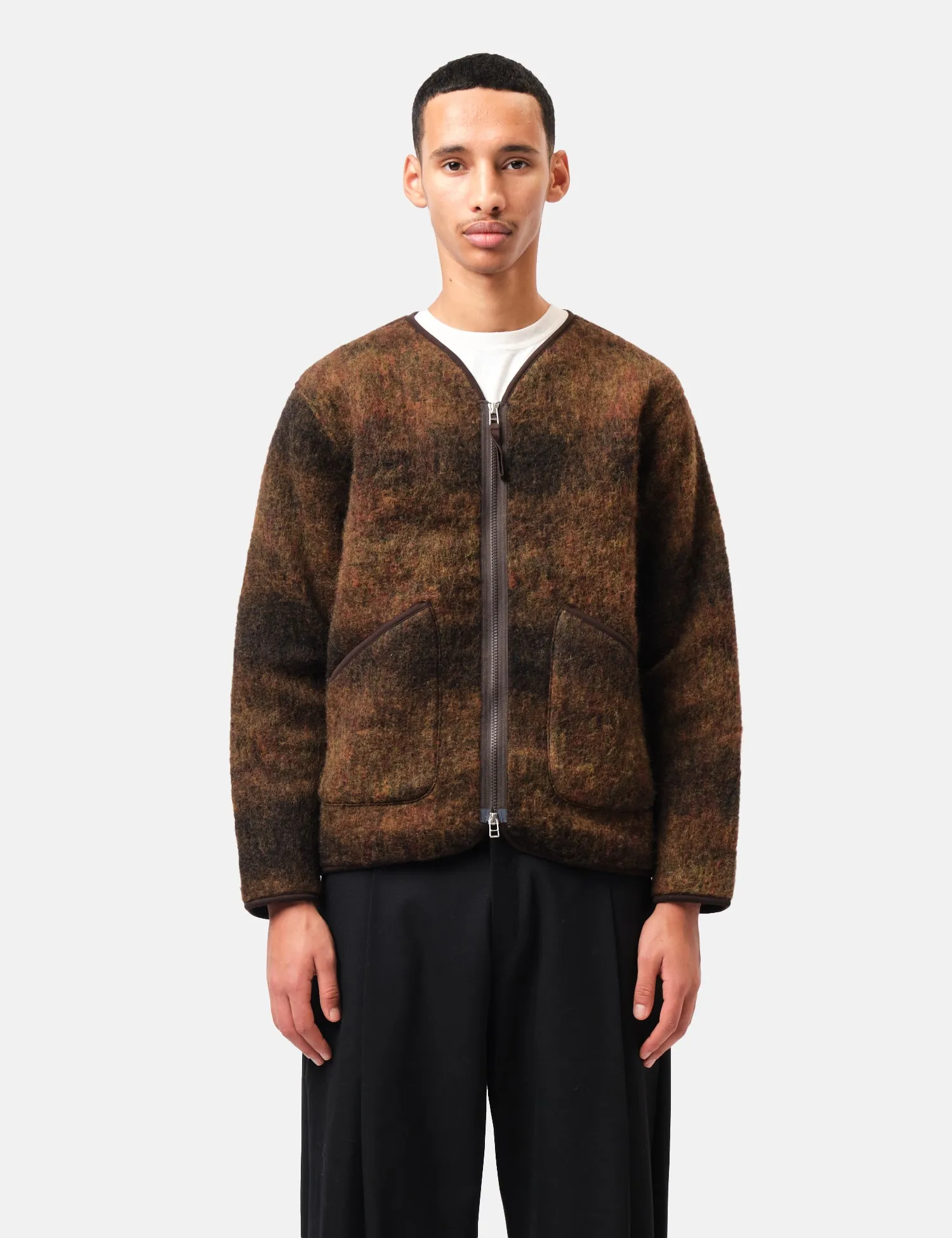 Universal Works Zip Liner Jacket (Alps Fleece) - Brown sold by Article London