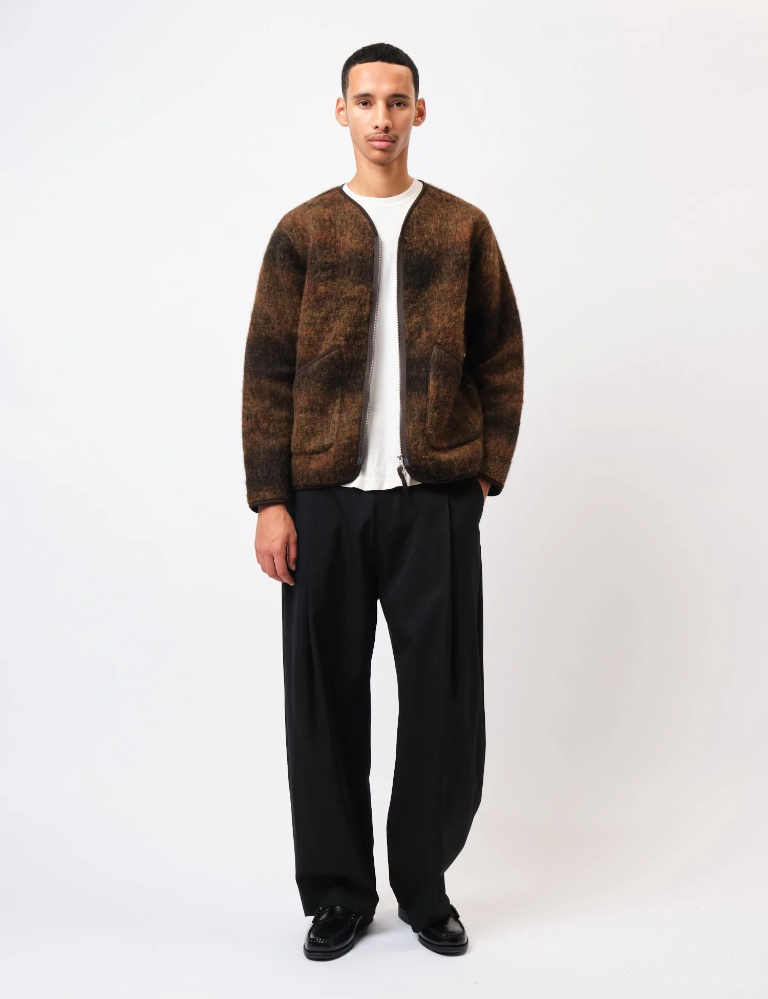 Universal Works Zip Liner Jacket (Alps Fleece) - Brown sold by Article London product image thumbnail 3