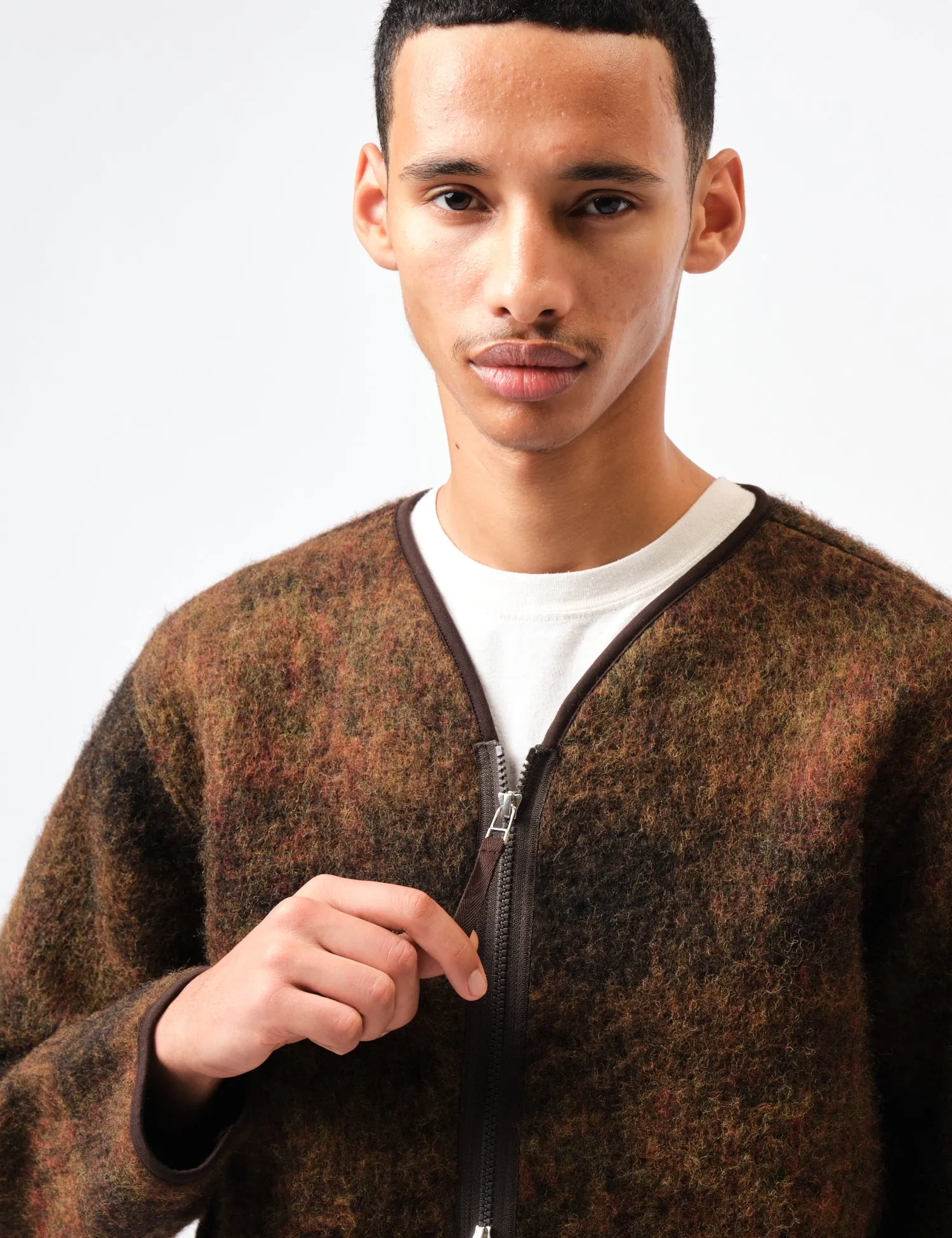 Universal Works Zip Liner Jacket (Alps Fleece) - Brown sold by Article London product image thumbnail 2