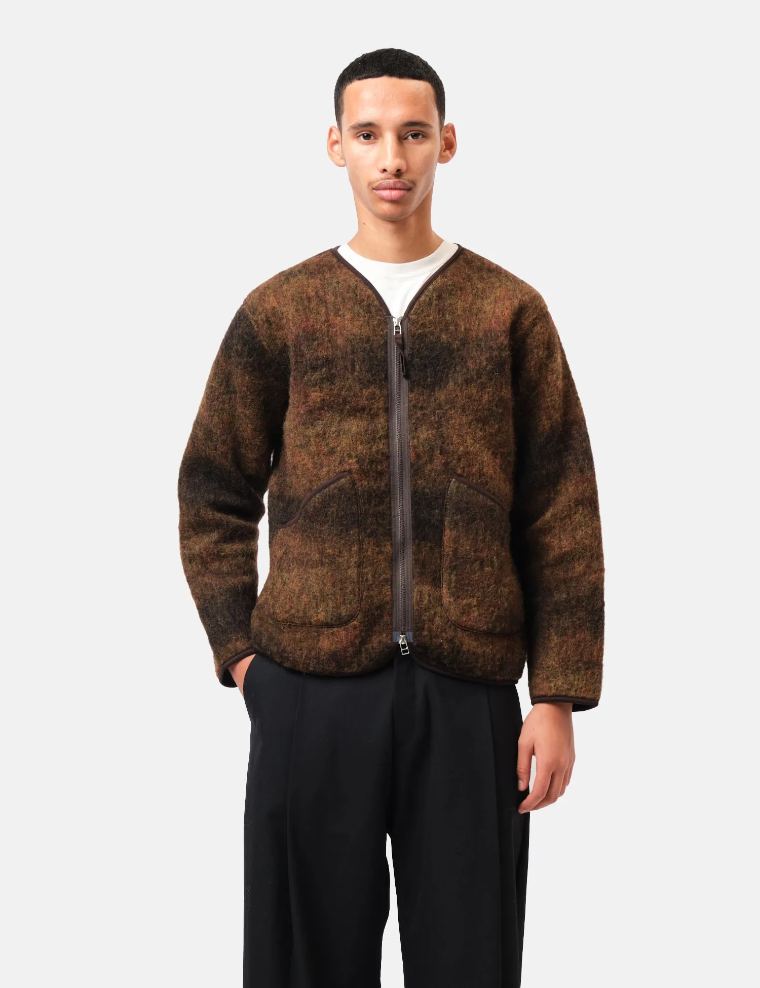 Universal Works Zip Liner Jacket (Alps Fleece) - Brown sold by Article London product image thumbnail 4