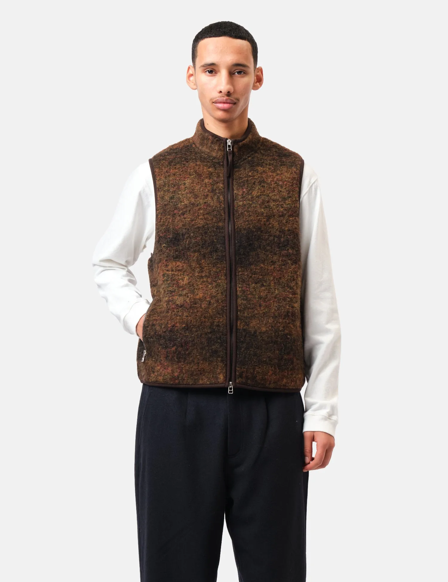 Universal Works Climbing Gilet (Alps Fleece) - Brown sold by Article London product image thumbnail 4