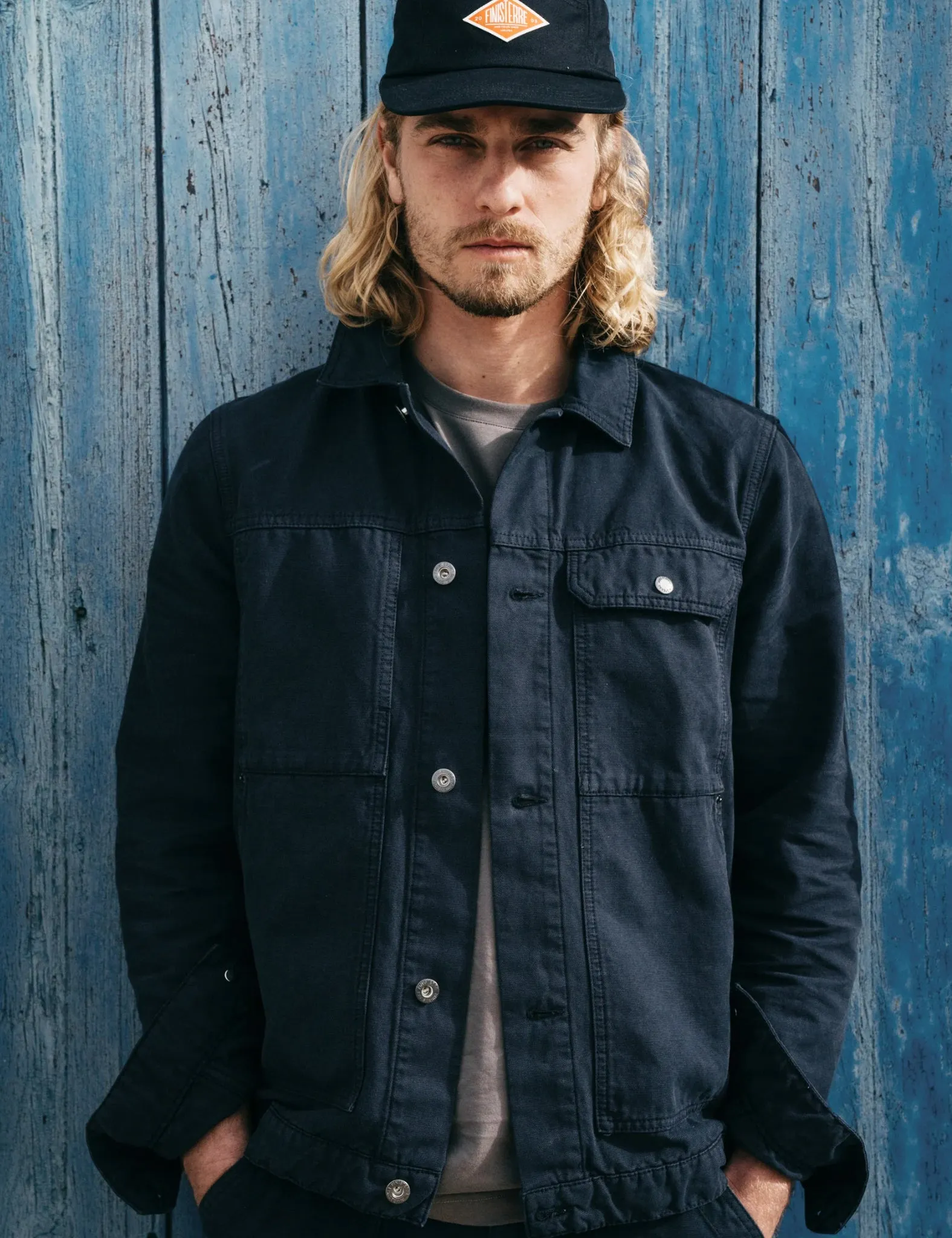 Finisterre Basset Trucker Jacket - Navy Blue sold by Article London product image thumbnail 2