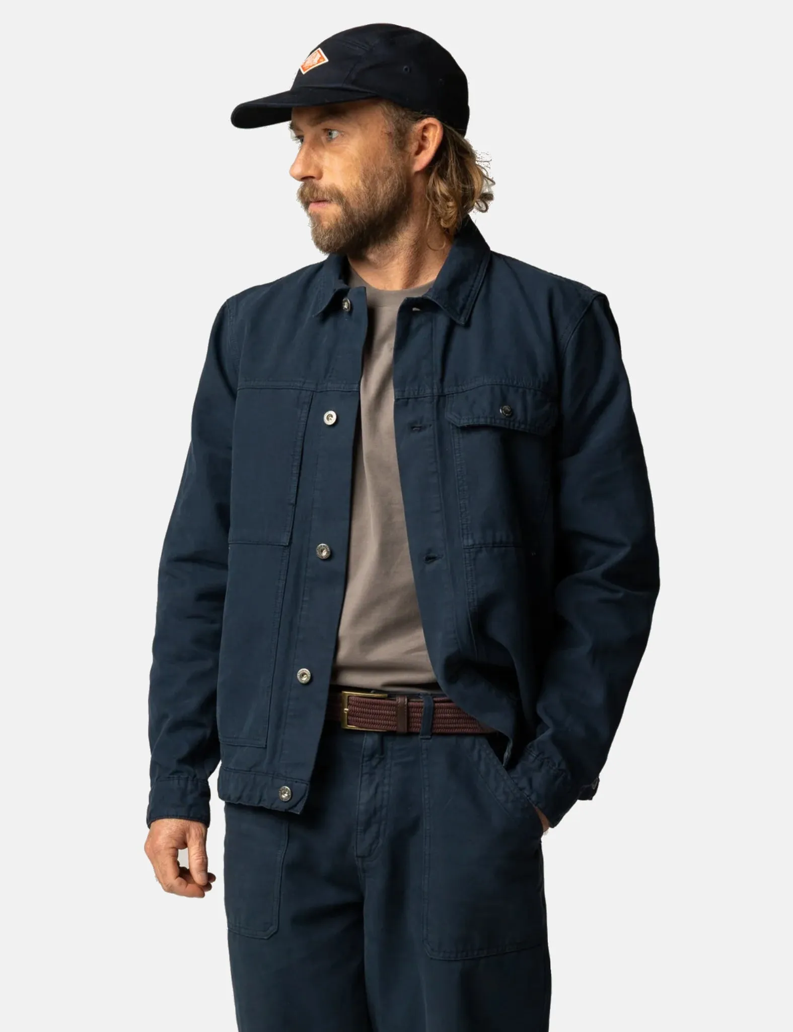 Finisterre Basset Trucker Jacket - Navy Blue sold by Article London