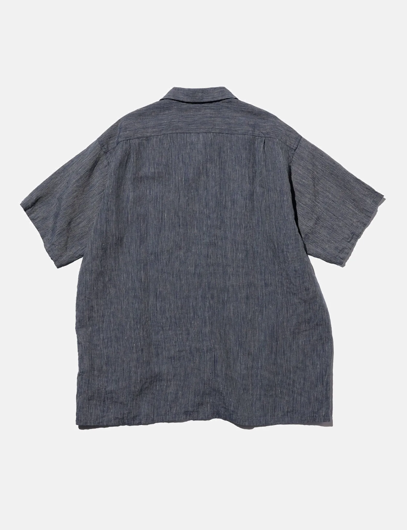 Beams Plus Open Collar Indigo Linen Stripe Shirt - Indigo Blue sold by Article London product image thumbnail 3