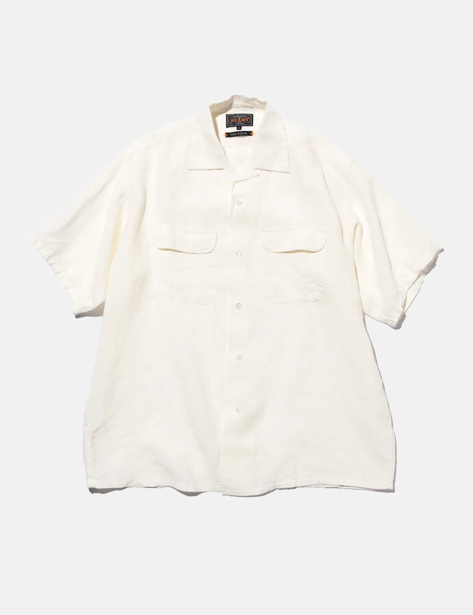 Beams Plus Open Collar 1/40 Linen Shirt - White sold by Article London