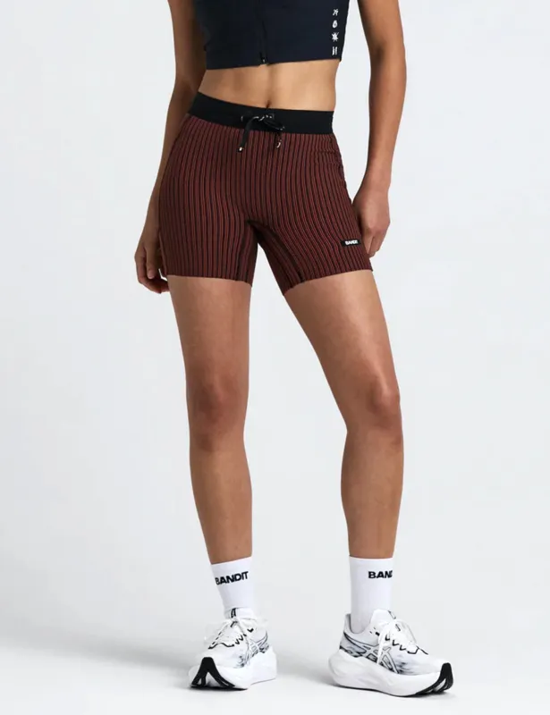 Bandit Women's Striped Cadence 5" Compression Shorts - Mahogany Brown made by Article London
