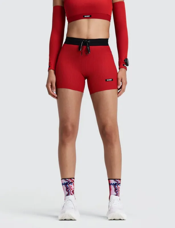 Bandit Women's Striped Cadence™ 5" Compression Shorts - Oxide Red made by Bandit Running