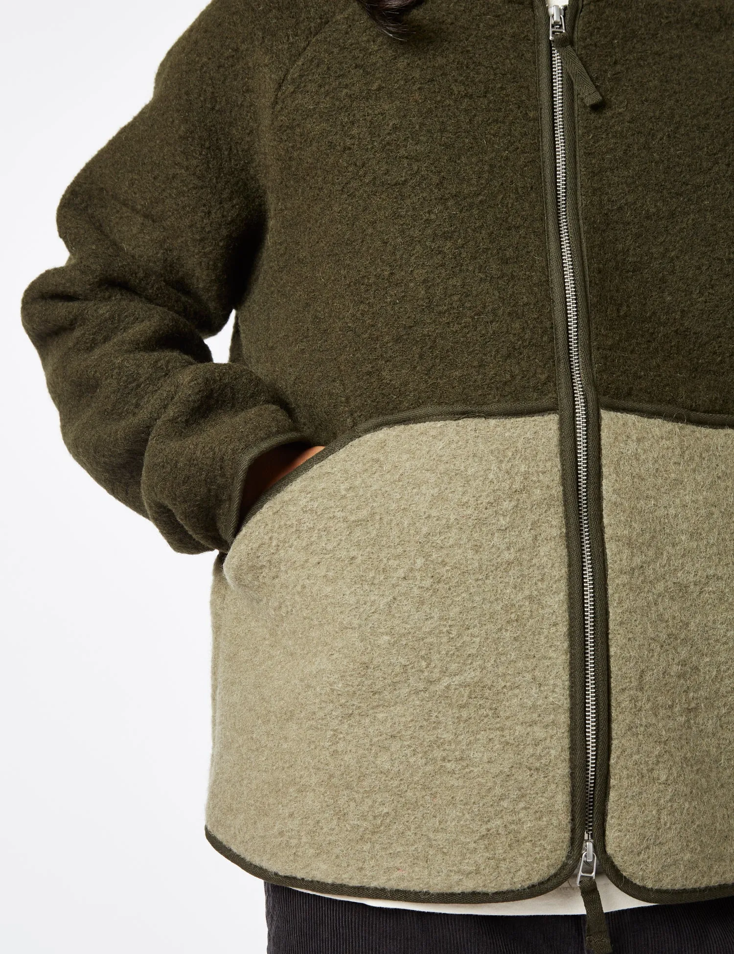 Folk Boxy Puzzle Fleece (Wool Mix) - Olive Green sold by Article London product image thumbnail 2