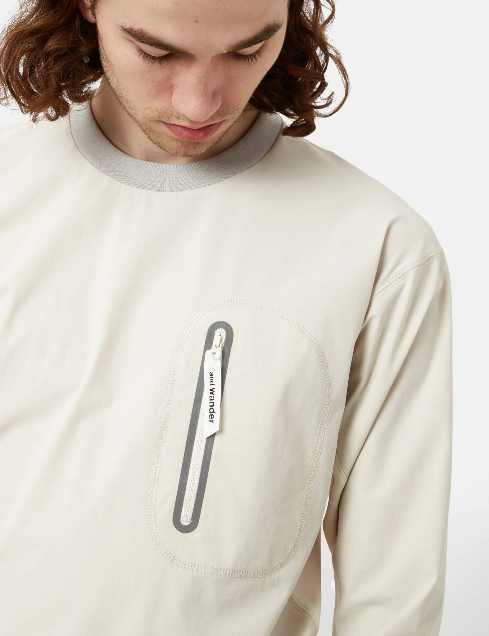 and Wander Cool Touch Pocket Long Sleeve T-Shirt - Beige sold by Article London product image thumbnail 2