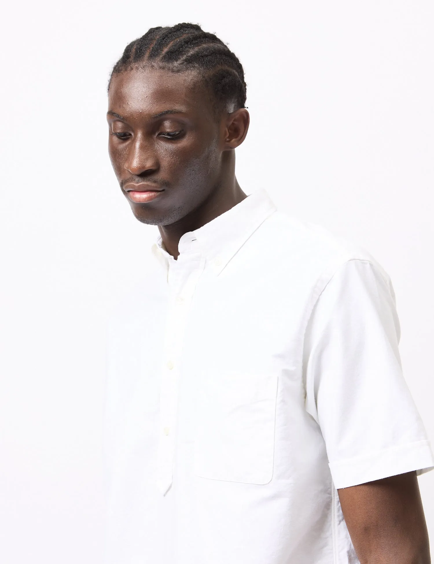 Beams Plus B.D. Pullover Short Sleeve Oxford Shirt - White sold by Article London product image thumbnail 2