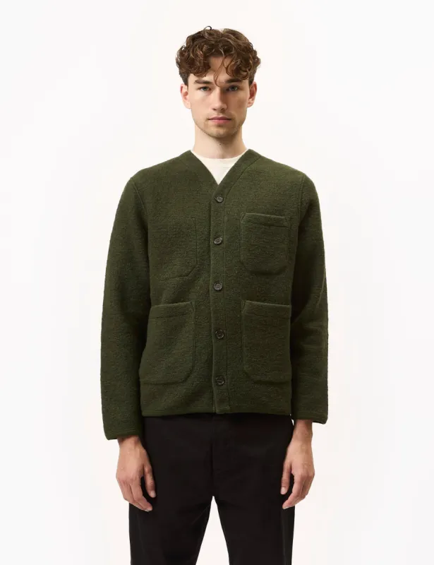 Universal Works Cardigan (Wool Fleece) - Olive Green sold by Article London