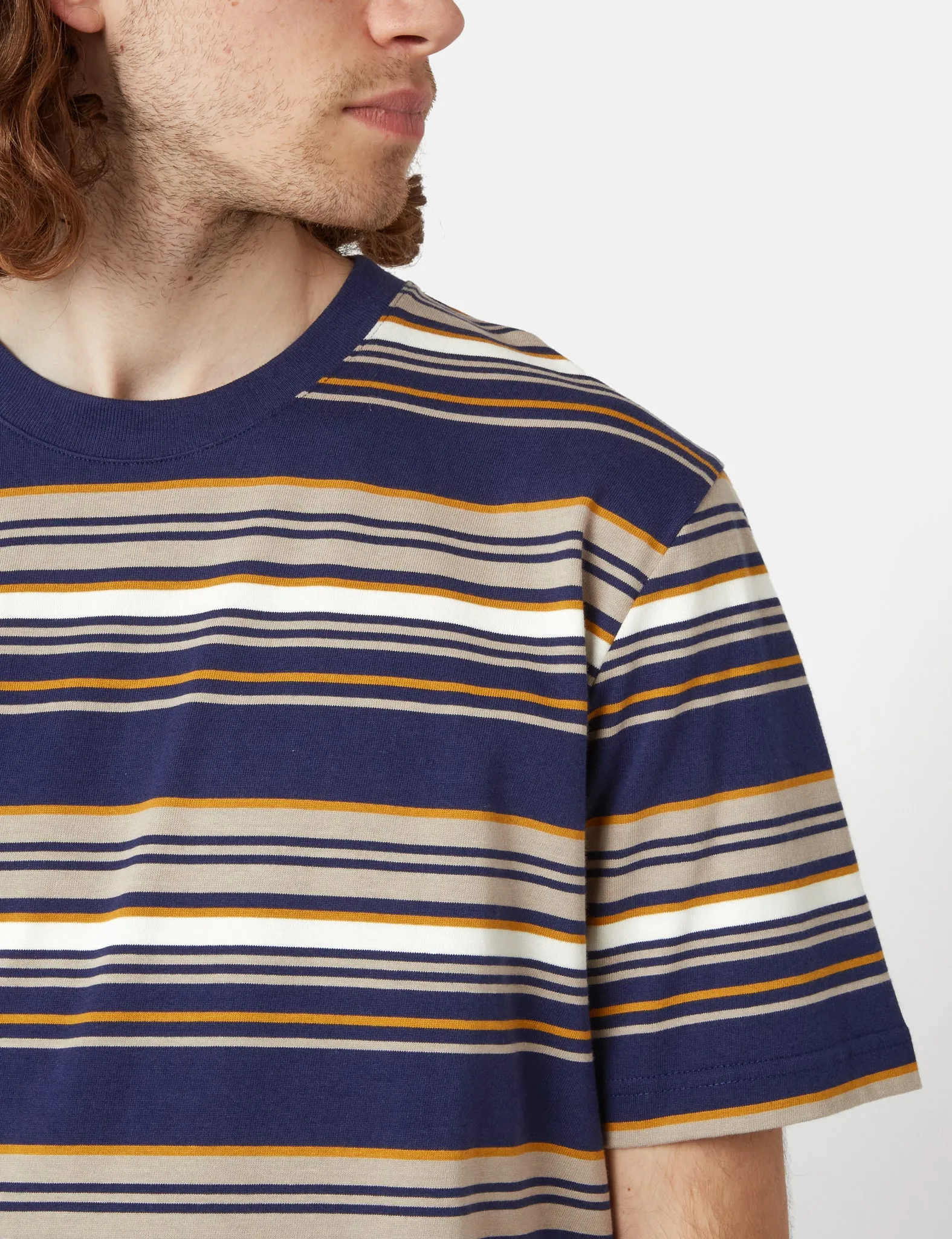 Norse Projects Johannes Weekend Stripe T-Shirt - Dark Navy sold by Article London product image thumbnail 2