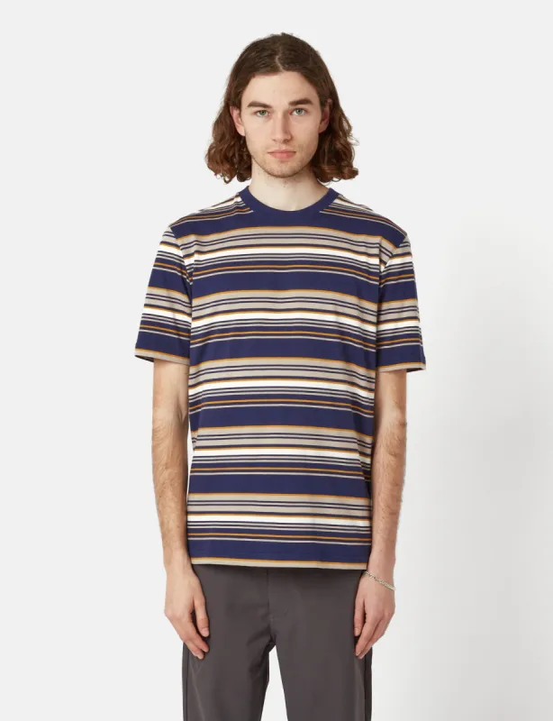 Norse Projects Johannes Weekend Stripe T-Shirt - Dark Navy sold by Article London