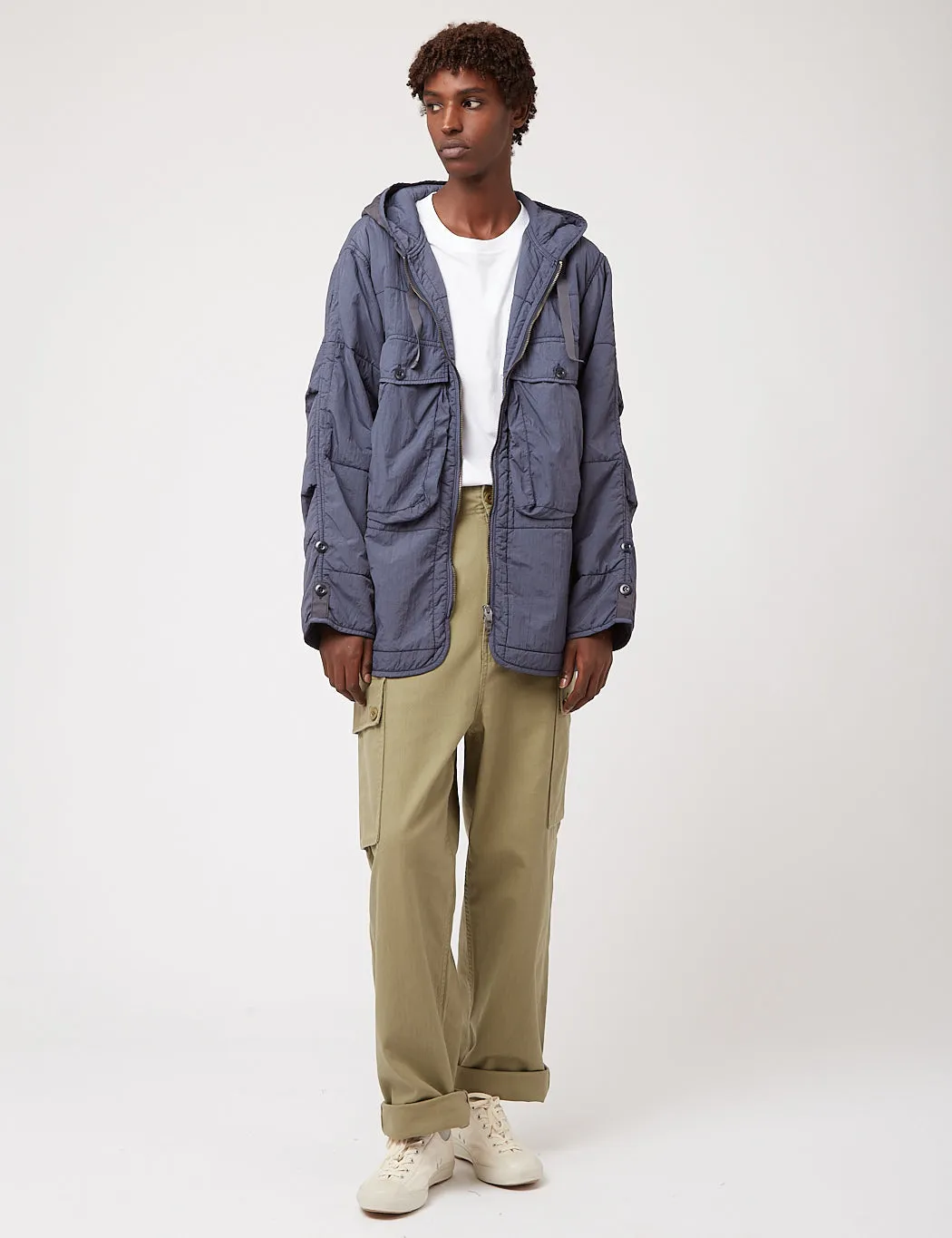 Nigel Cabourn Quilted Parka Jacket - Navy Blue sold by Article London product image thumbnail 4