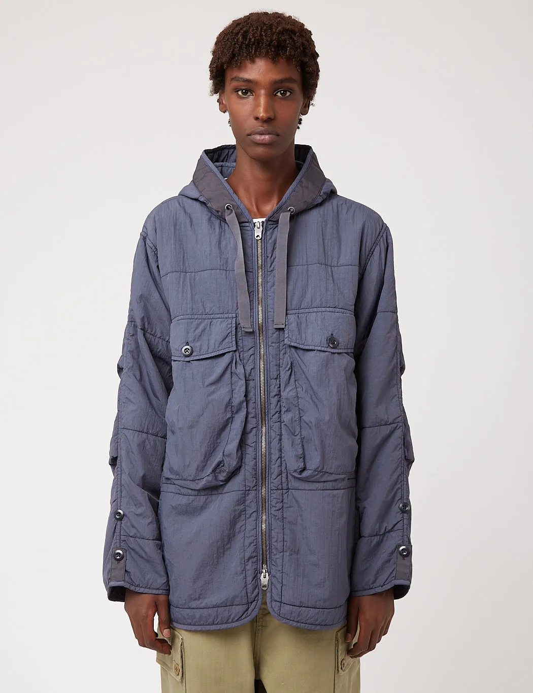 Nigel Cabourn Quilted Parka Jacket - Navy Blue sold by Article London