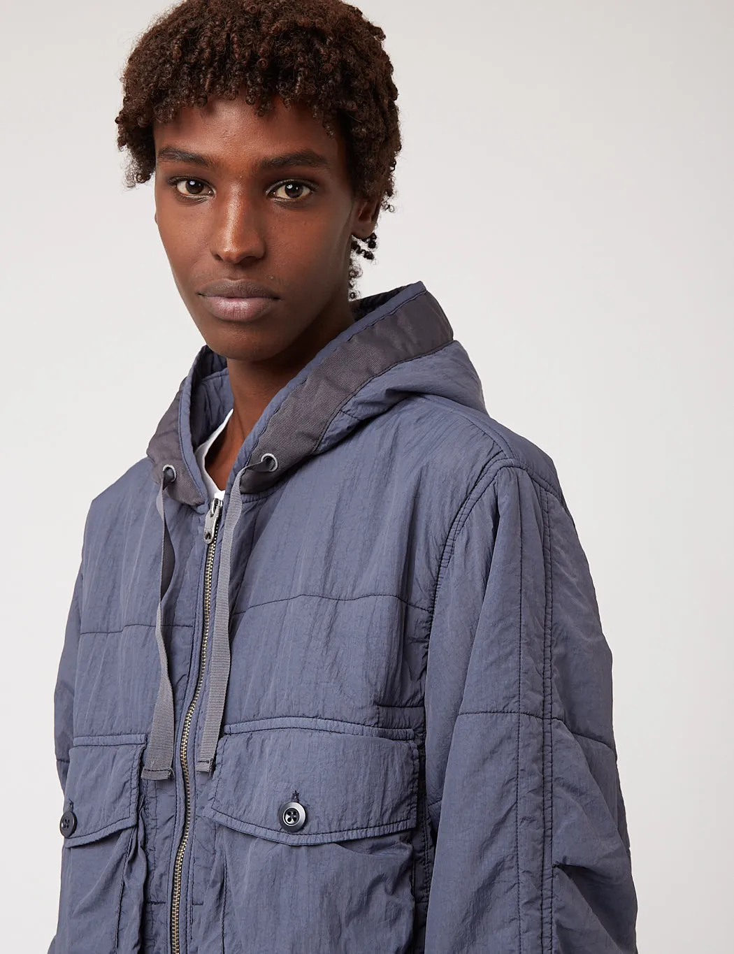 Nigel Cabourn Quilted Parka Jacket - Navy Blue sold by Article London product image thumbnail 3