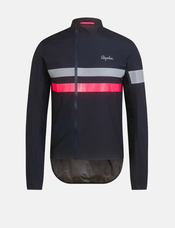 Rapha Men's Brevet Gore-Tex Rain Jacket - Dark Navy Blue/High-Vis Pink/White sold by Article London