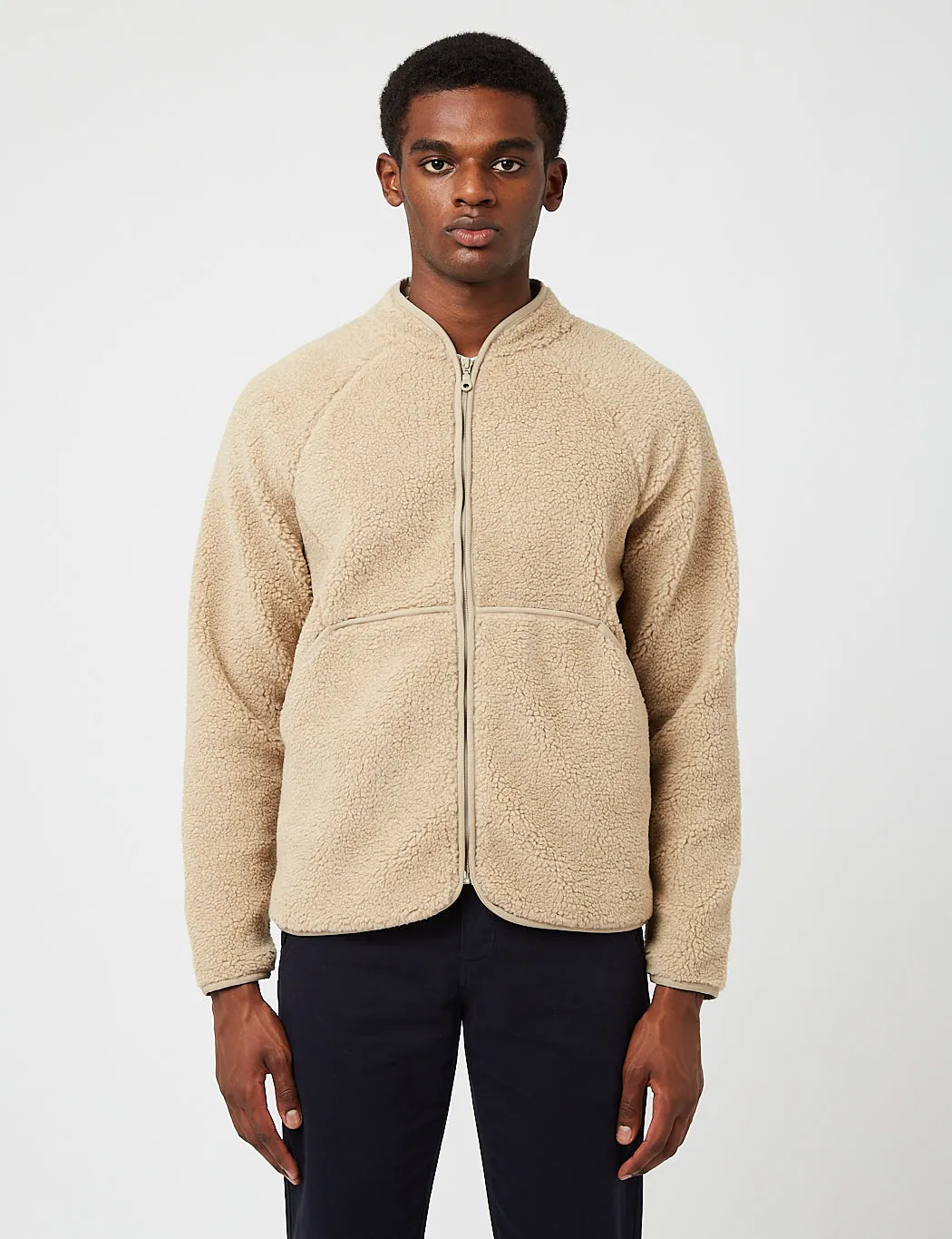 Folk Puzzle Zip Fleece Jacket - Oat Beige sold by Article London