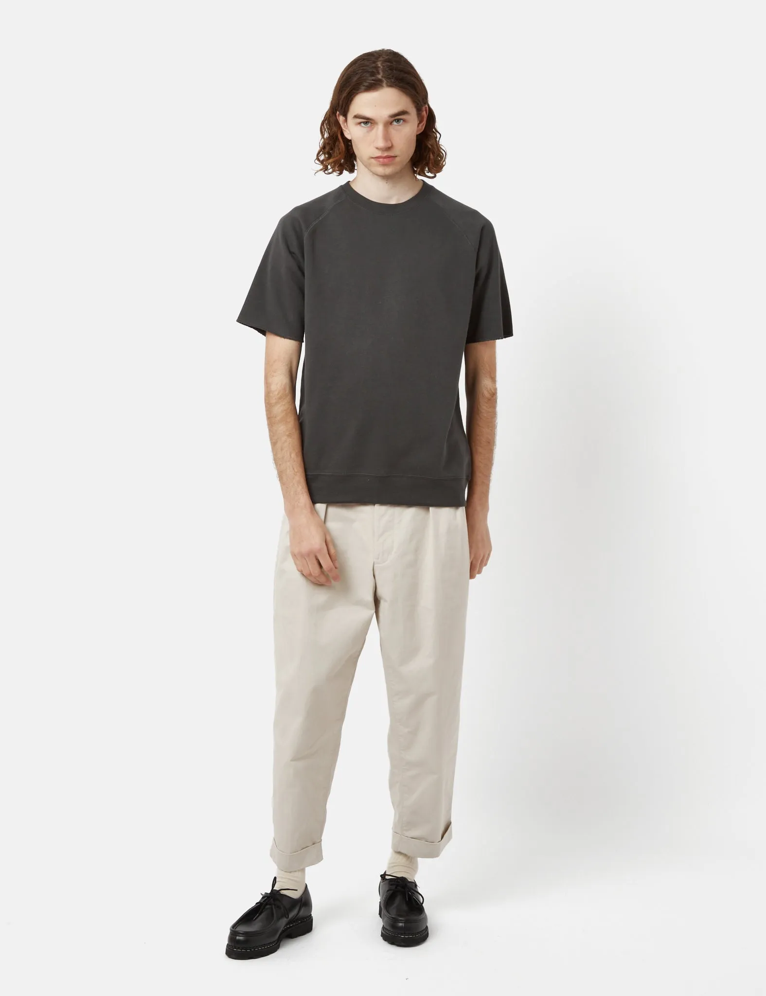 Beams Plus Short Sleeve Sweatshirt (Cut Off) - Black sold by Article London product image thumbnail 3