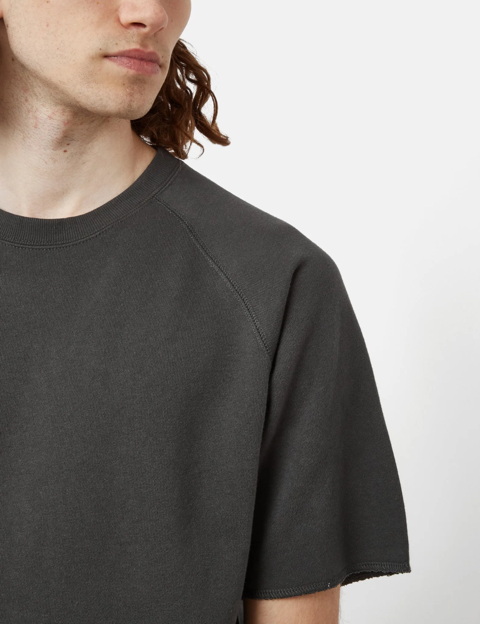 Beams Plus Short Sleeve Sweatshirt (Cut Off) - Black sold by Article London product image thumbnail 2