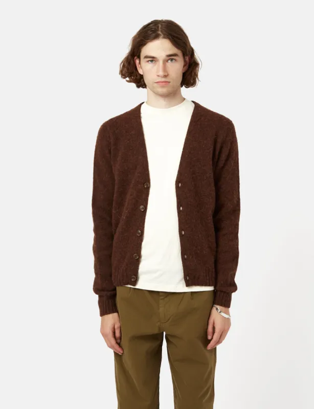 Bhode Lambswool Cardigan (Made in Scotland) - Coffee sold by Article London