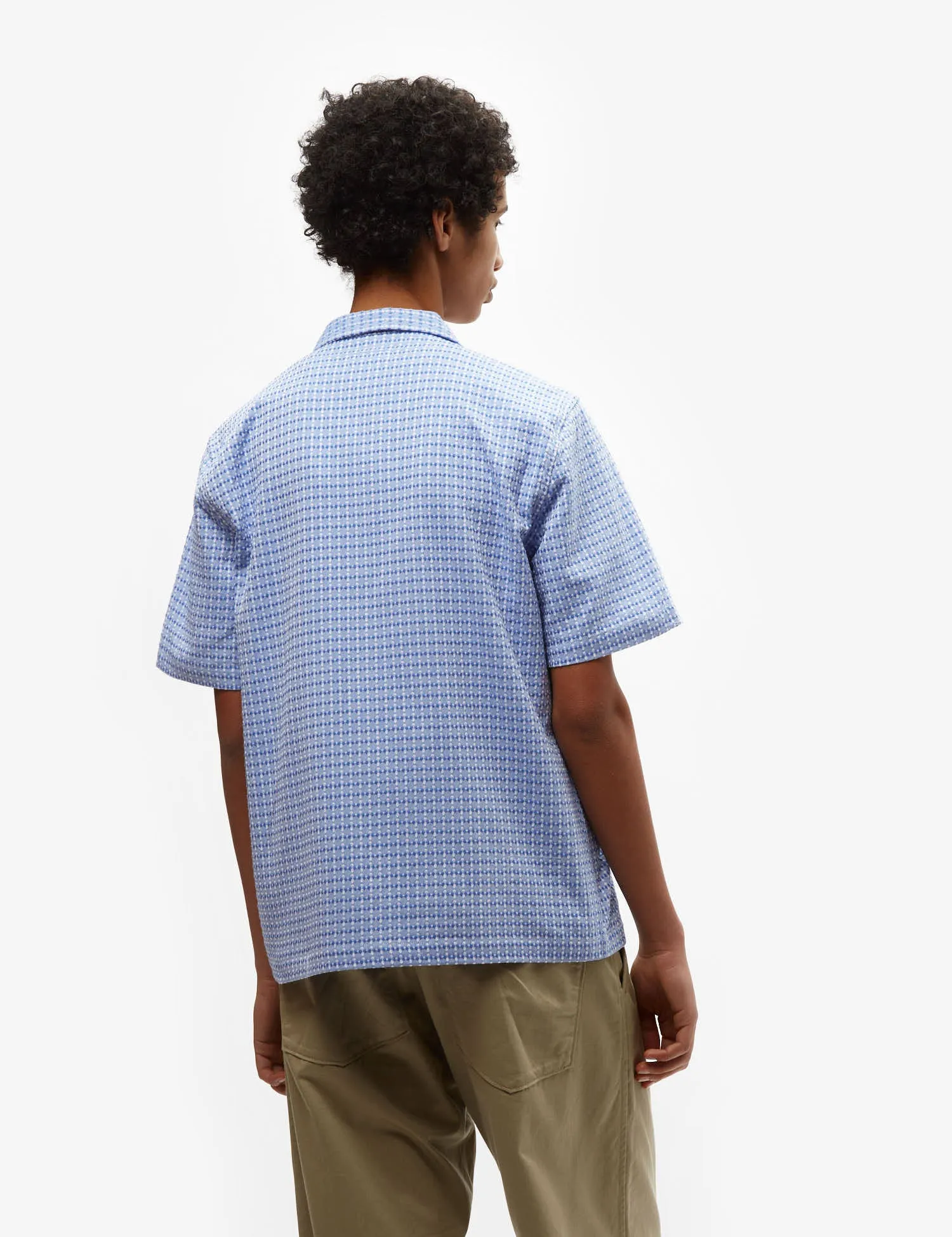 Universal Works Road Shirt (Delos Cotton) - Blue sold by Article London product image thumbnail 4