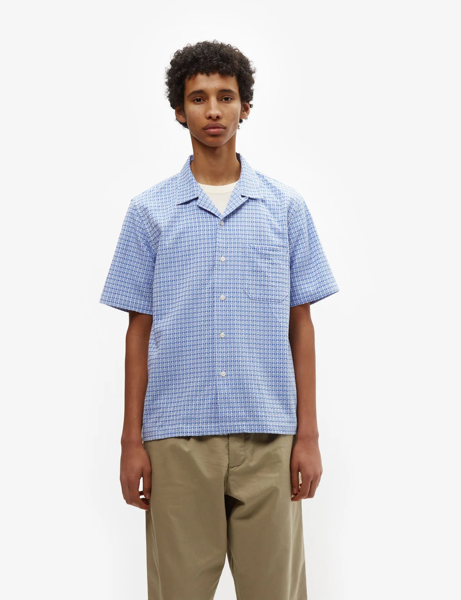 Universal Works Road Shirt (Delos Cotton) - Blue sold by Article London