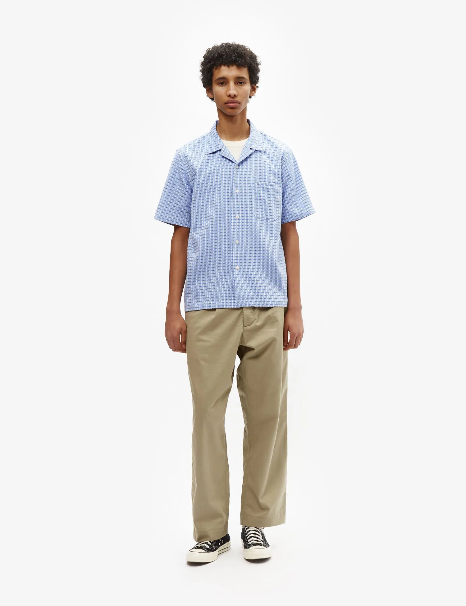 Universal Works Road Shirt (Delos Cotton) - Blue sold by Article London product image thumbnail 3