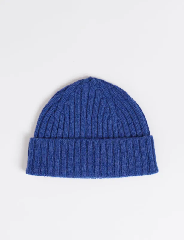 Bhode 2x2 Rib Beanie Hat (Lambswool) - Persian Blue sold by Article London