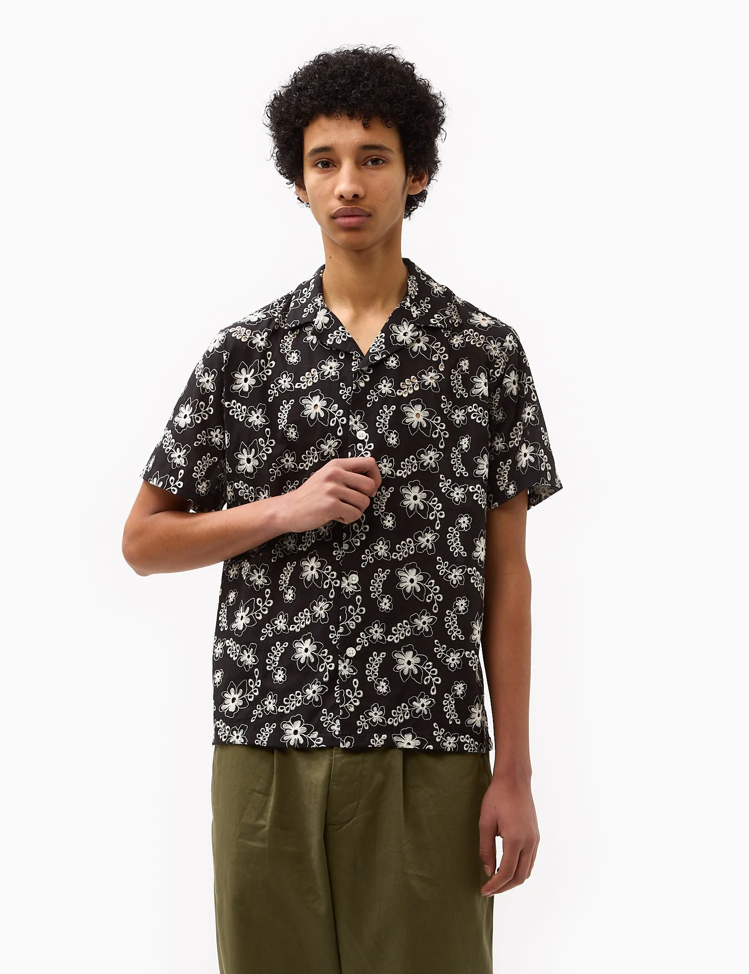Portuguese Flannel Folclore 4 Short Sleeve Shirt - Black sold by Article London product image thumbnail 5
