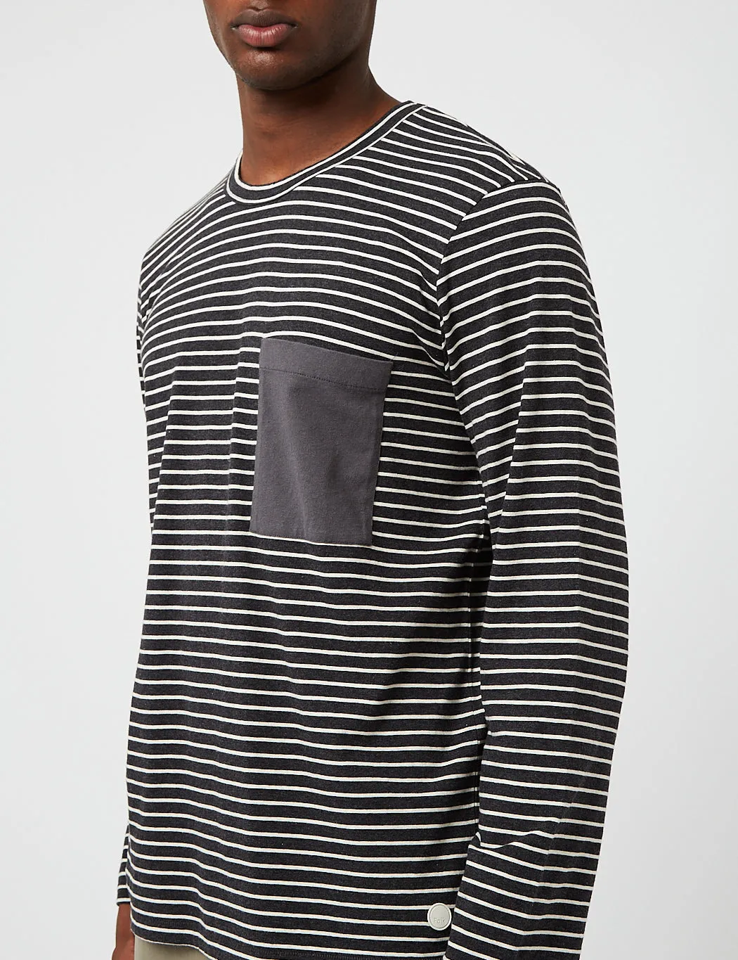 Folk Slack Long Sleeve T-Shirt (Stripe) - Slate Melange sold by Article London product image thumbnail 2