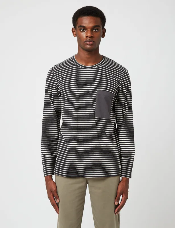 Folk Slack Long Sleeve T-Shirt (Stripe) - Slate Melange made by Folk