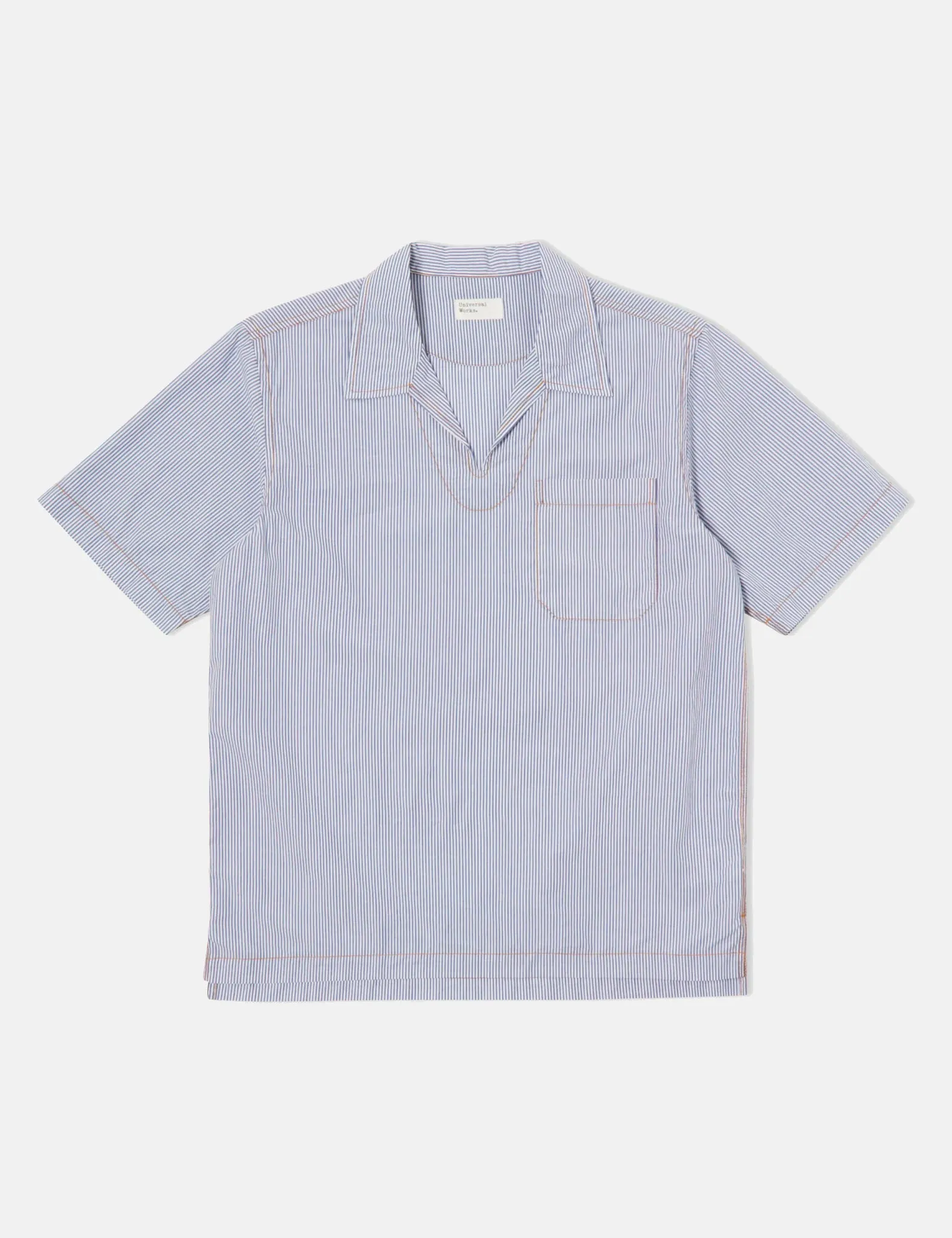 Universal Works Overhead Shirt (Poplin) - Navy Blue/White sold by Article London product image thumbnail 5