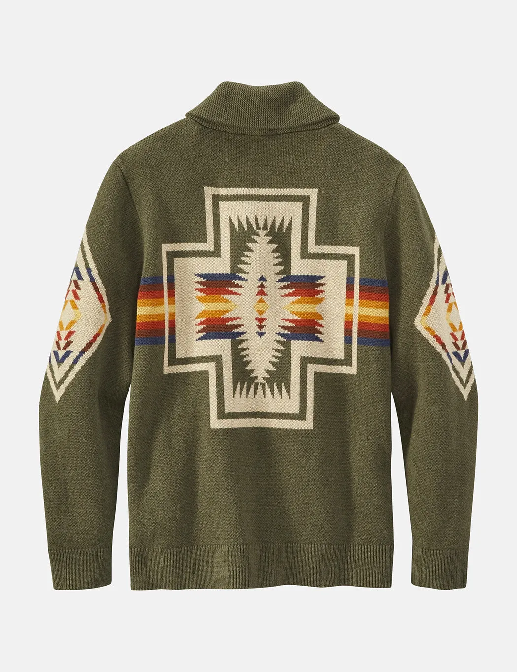 Pendleton Cotton Jacquard Shawl Sweater - Green Harding sold by Article London product image thumbnail 3