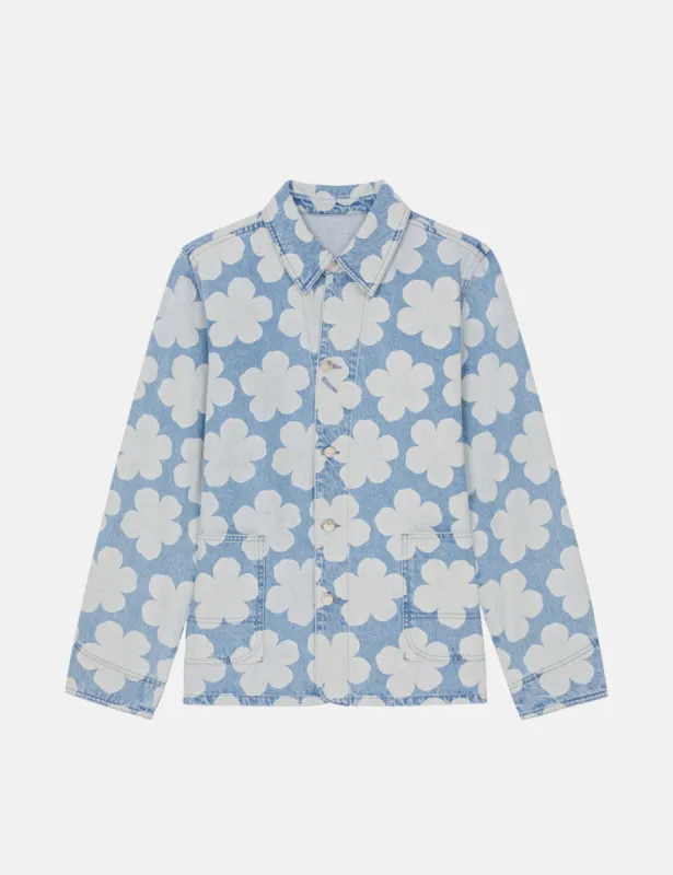 Kenzo Printed Workwear Denim Jacket - Sky Blue sold by Article London