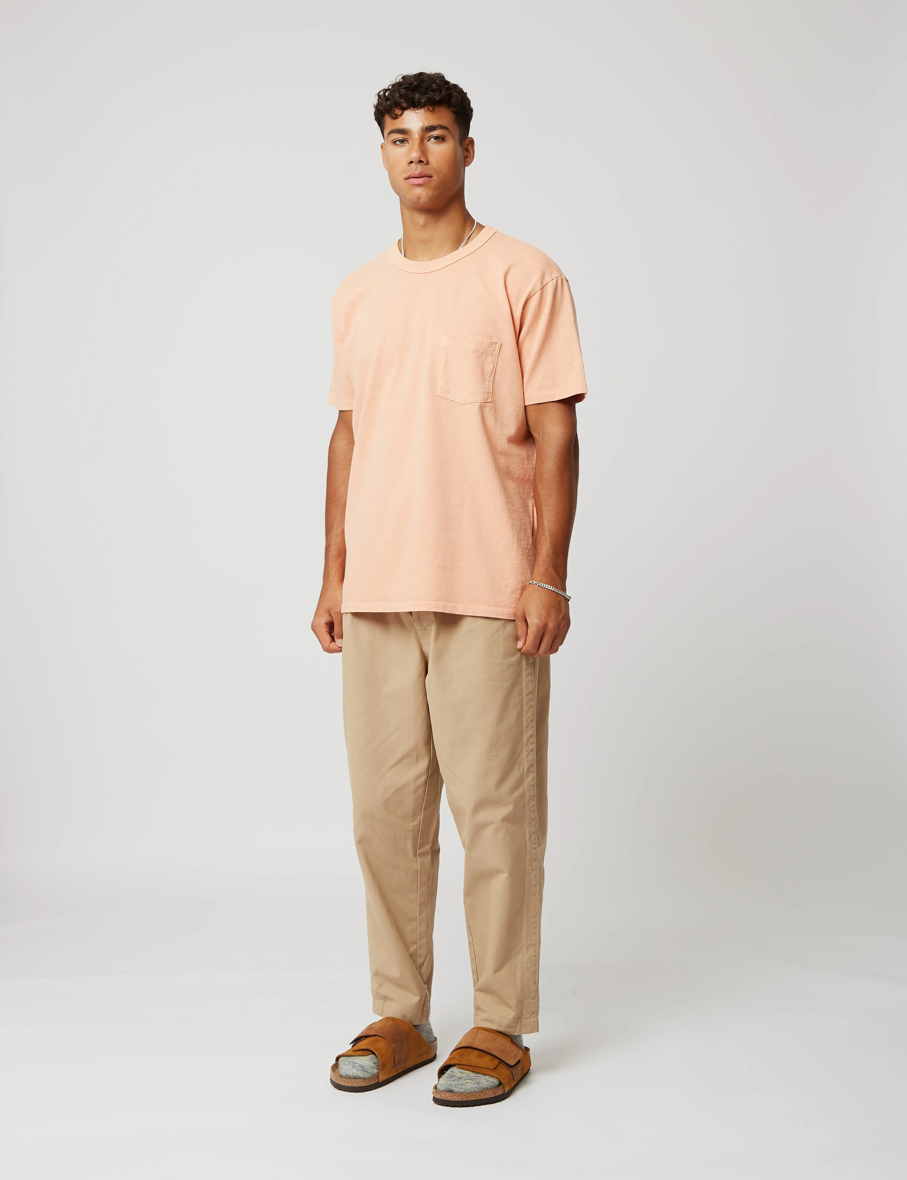 Velva Sheen Pigment Dyed USA Made Pocket T-Shirt - Coral Pink sold by Article London product image thumbnail 4