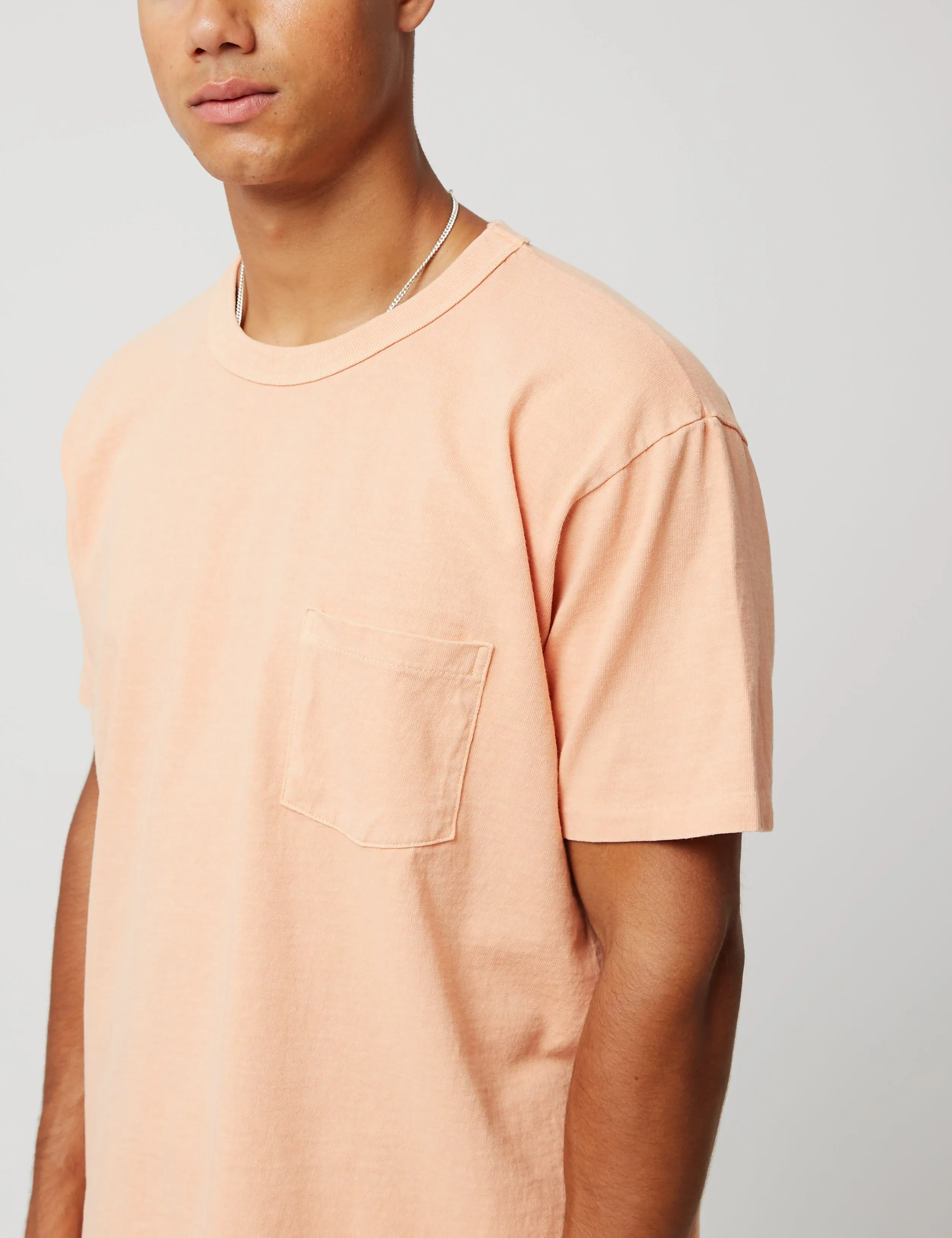 Velva Sheen Pigment Dyed USA Made Pocket T-Shirt - Coral Pink sold by Article London product image thumbnail 2